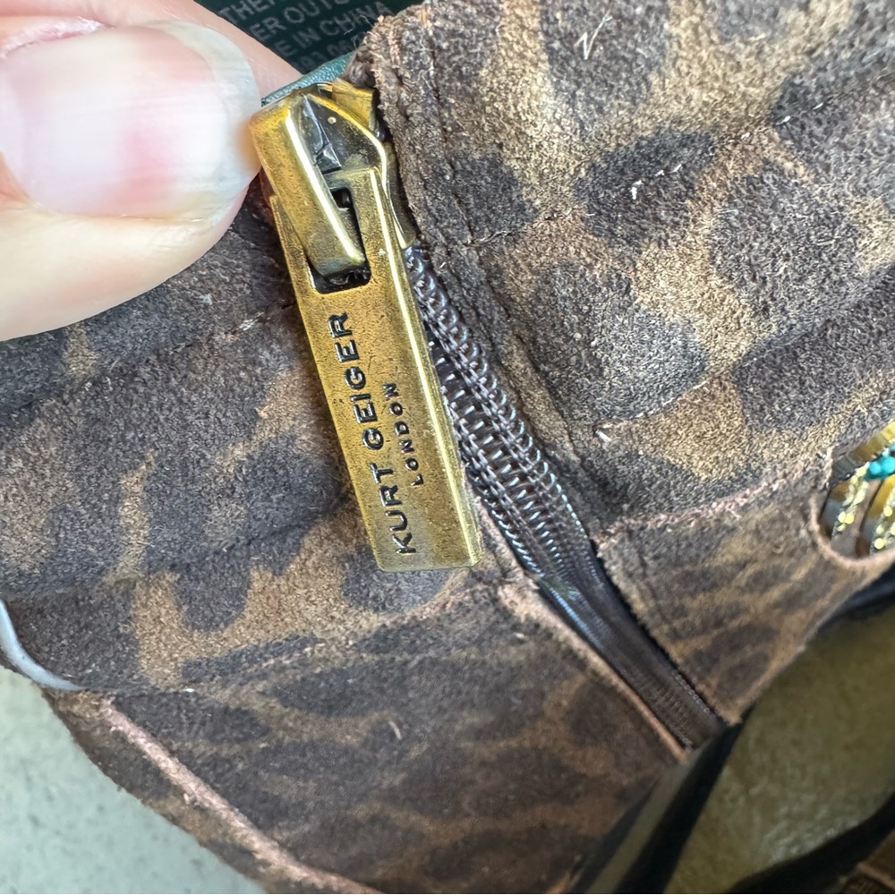 Kurt Geiger Kensington Leopard Print Suede Hiker Booties Sz 38 (US 7.5) NWOB - Picture 10 of 13
